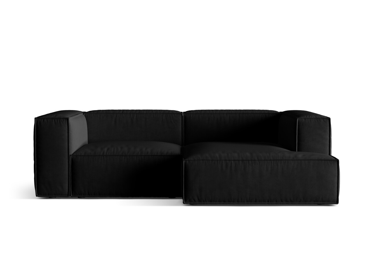 Coltar modular dreapta 3 locuri, Nuria-88, Micadoni Home, 252x147x72 cm, catifea, negru Colțare